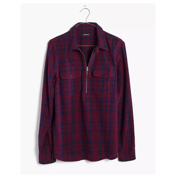 Madewell Flannel Zip-Front Popover Shirt in McKinney Plaid - Picture 2 of 8
